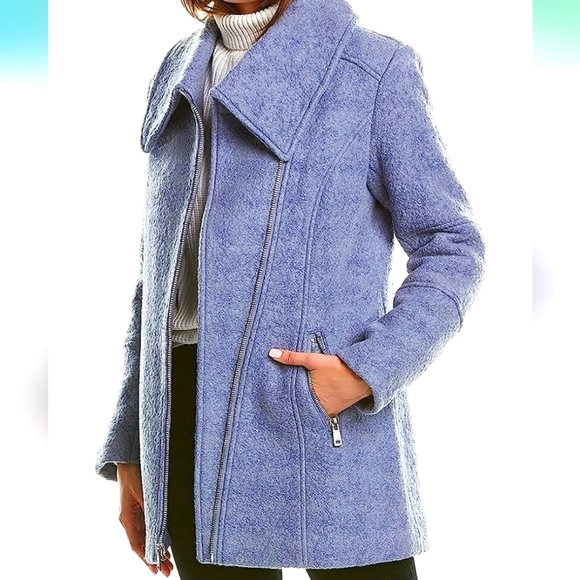 Kenneth Cole Women's Plus Asymmetrical Pressed Boucle Wool Swing Back Coat XXL - Picture 2 of 10